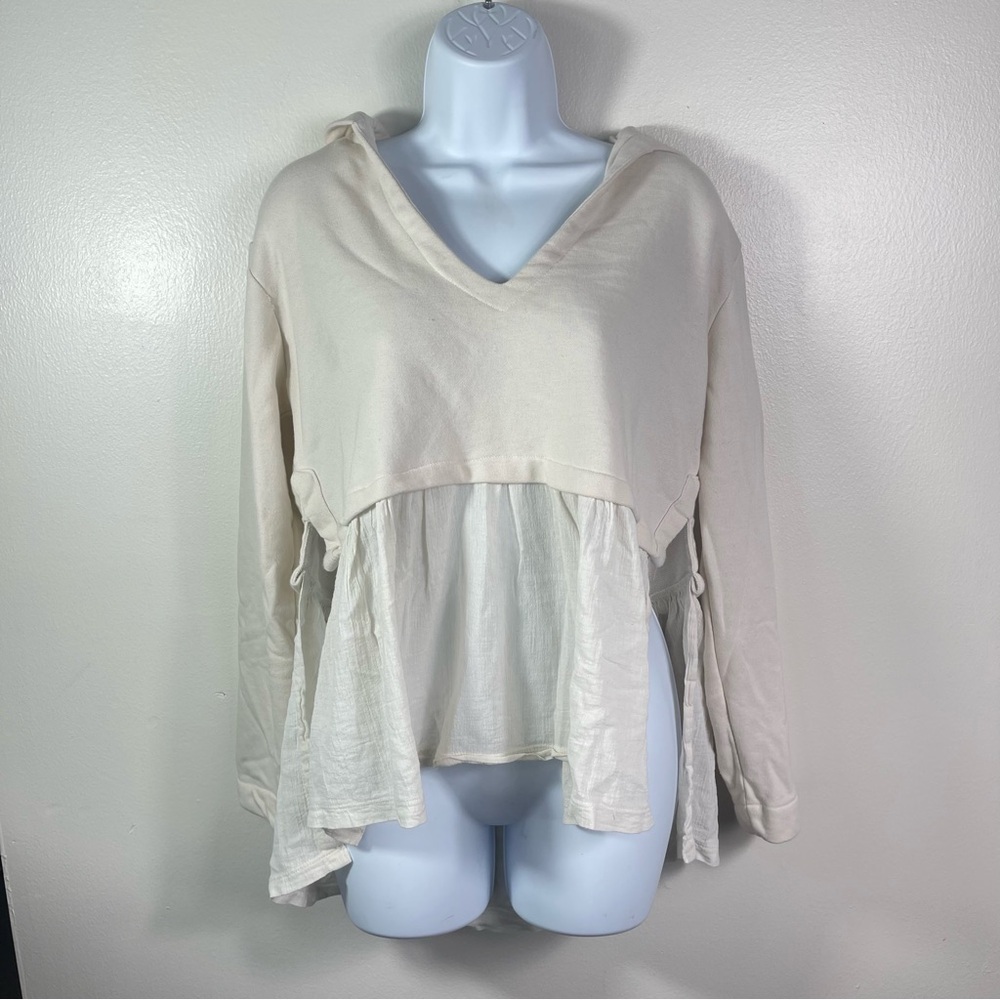 Urban Outfitters Oversized Lumiere Lightweight Peplum Hooded Shirt - Picture 2 of 6